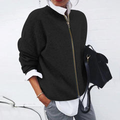 Black Plain Long Sleeve Sweater