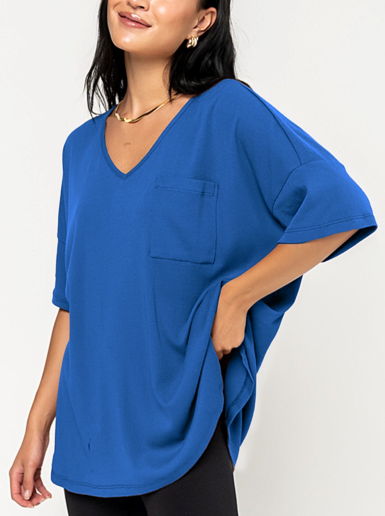 Women's Oversized V-Neck Pocket Tee (Buy 3 Free Shipping)