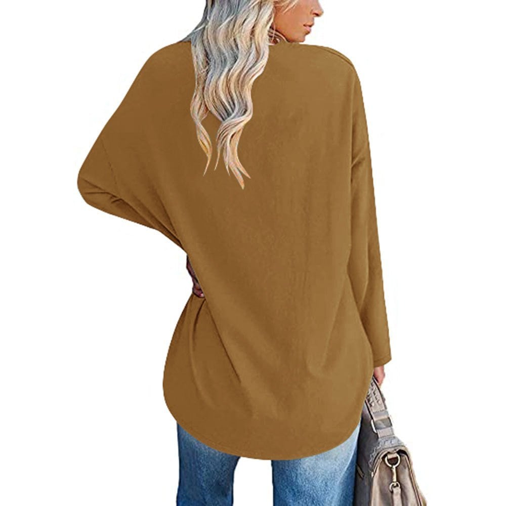 Women's Loose Long Sleeve Fashion V-neck Top (Buy 3 Free Shipping)