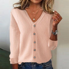 Pink Long Sleeve Plain Cardigan