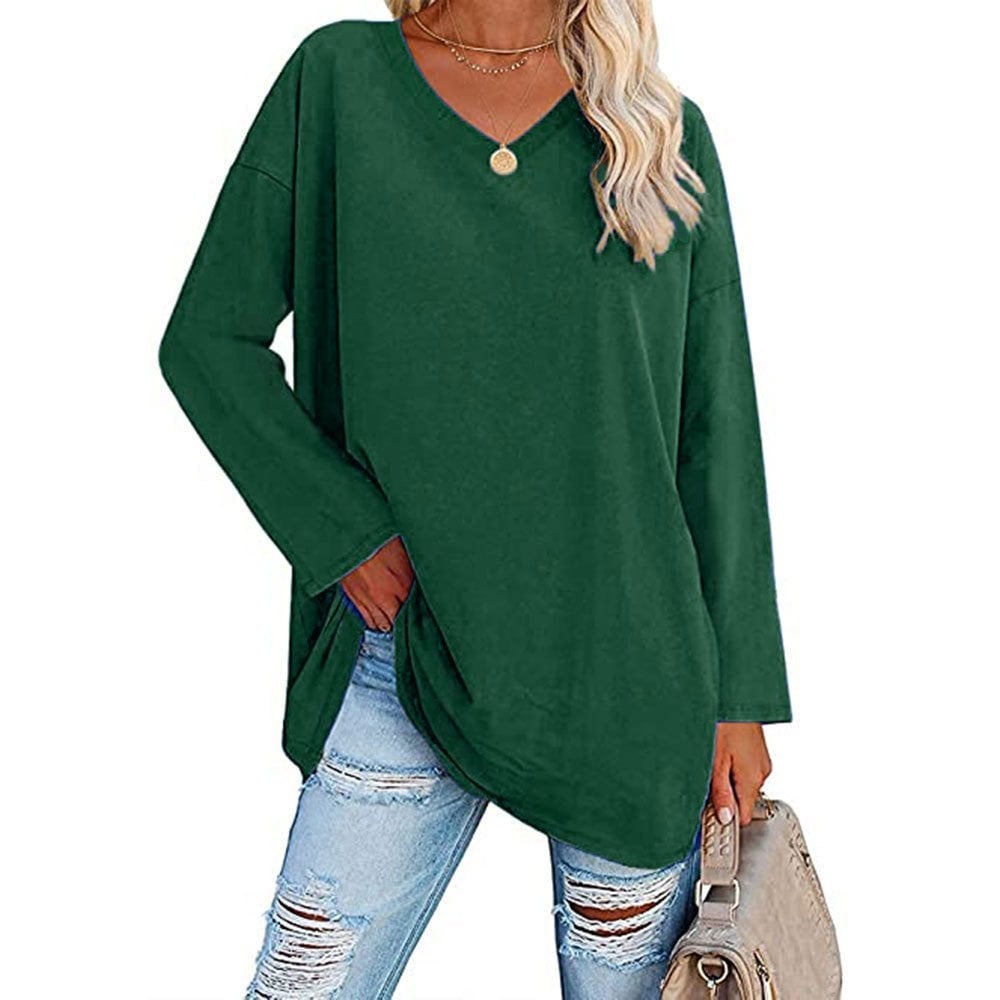 Women's Loose Long Sleeve Fashion V-neck Top (Buy 3 Free Shipping)