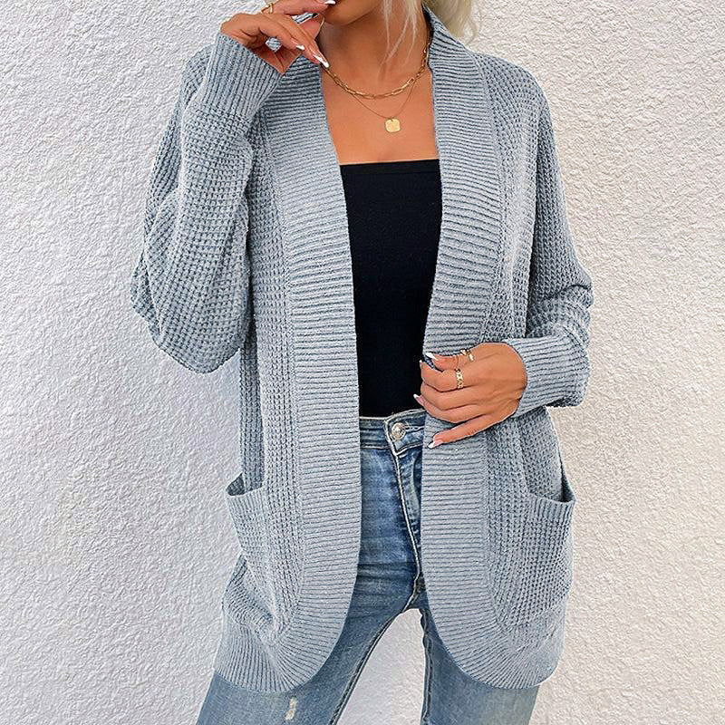 Cozy Grey Plain Long Sleeve Cardigan