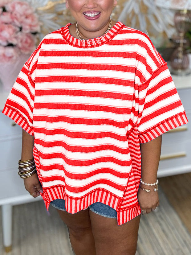 2024 New Mixed Stripes Oversized T-shirt (Buy 2 Free Shipping)