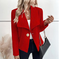 Red Plain Long Sleeve Outerwear