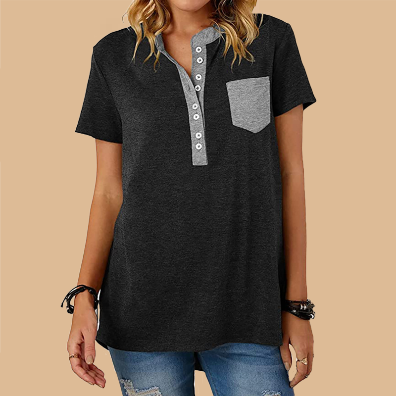 Single Breasted Loose Casual Short Sleeve T-Shirt