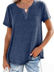 Fashion Solid Color Pocket Short Sleeve T-Shirt (Buy 3 Free Shipping)