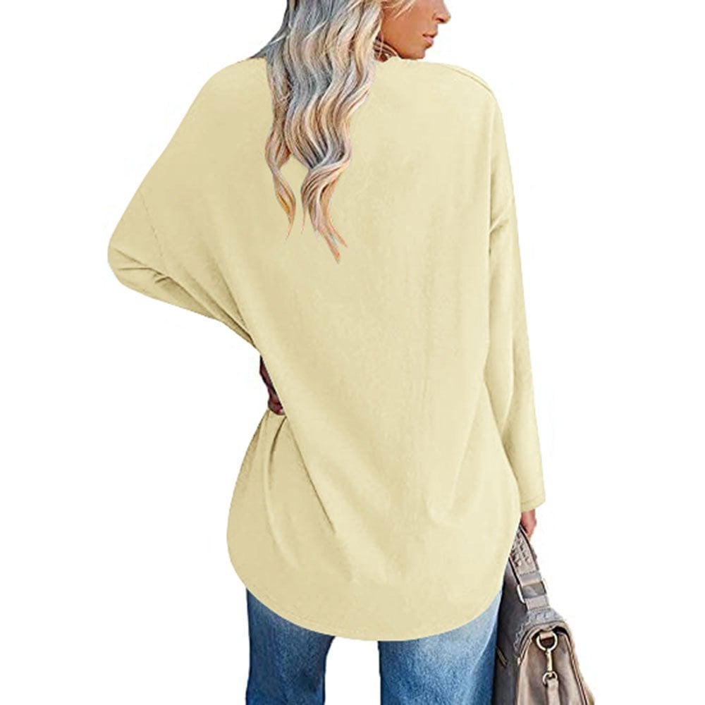 Women's Loose Long Sleeve Fashion V-neck Top (Buy 3 Free Shipping)