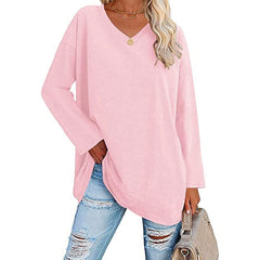 Women's Loose Long Sleeve Fashion V-neck Top (Buy 3 Free Shipping)