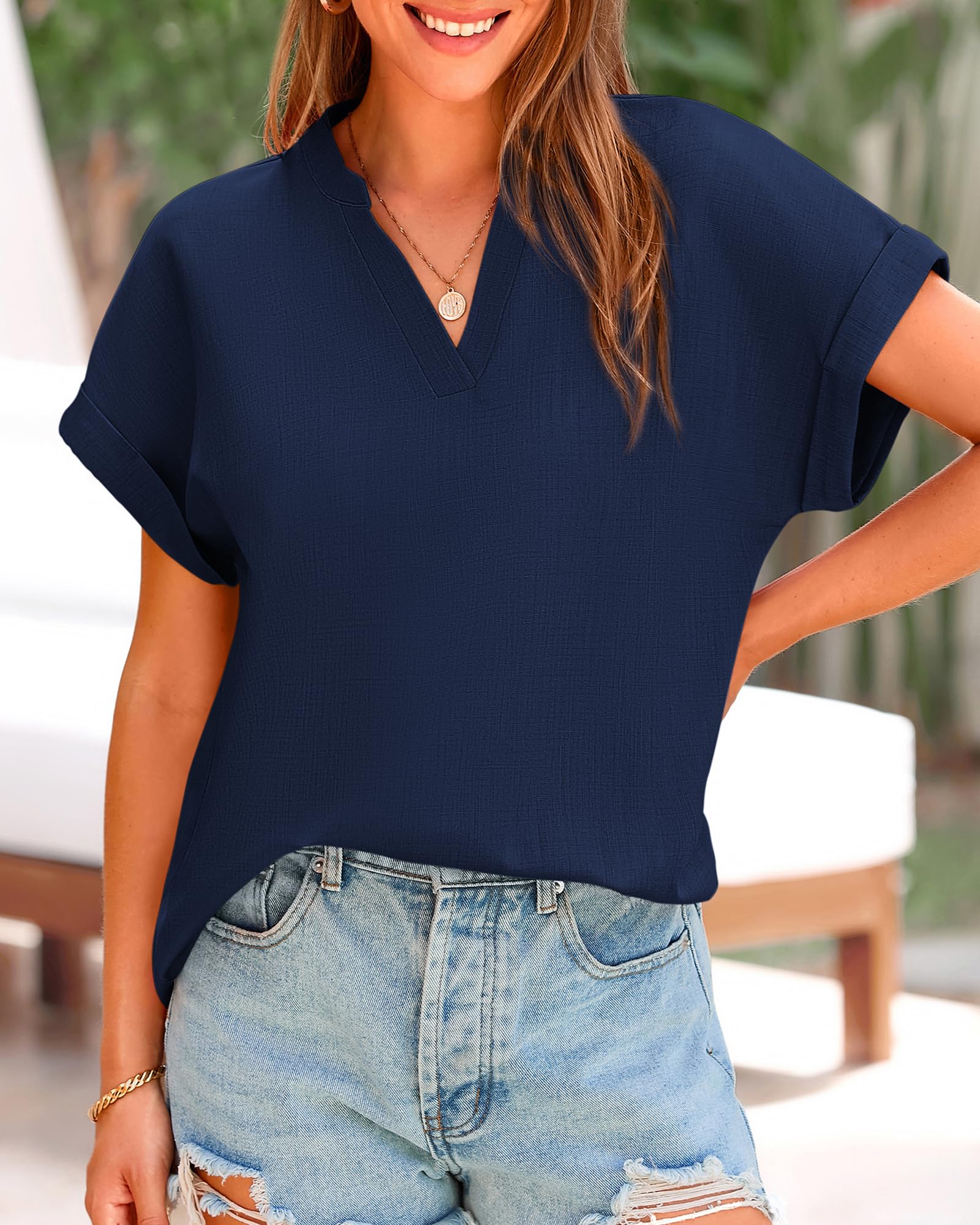 Women's V Neck Loose Flowing Shirt Top (Buy 2 Free Shipping)