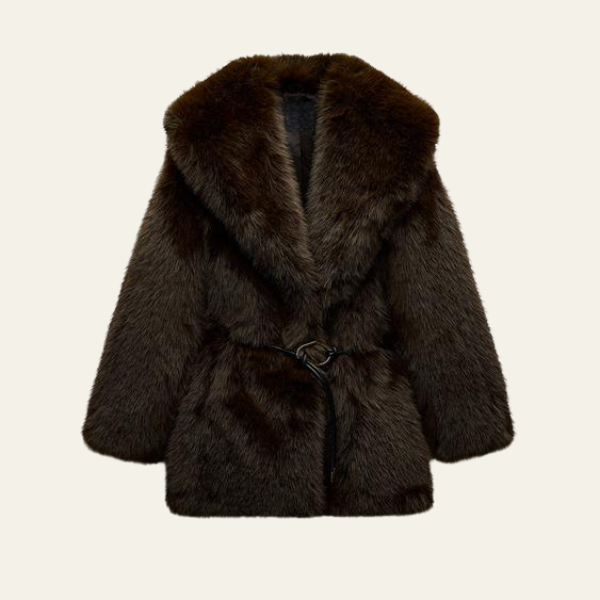 MONACO BELTED FAUX FUR COAT