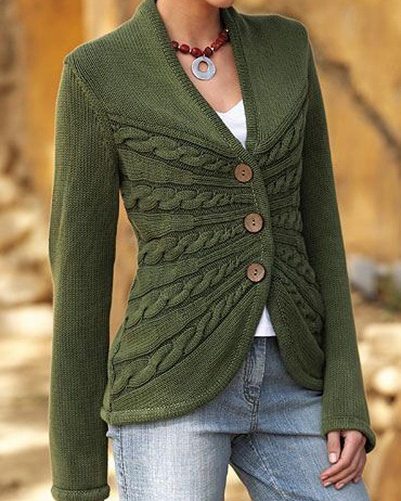 Green Long Sleeve Plain Sweater