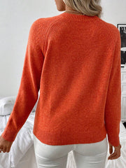 Orange Plain Round Neck Sweater