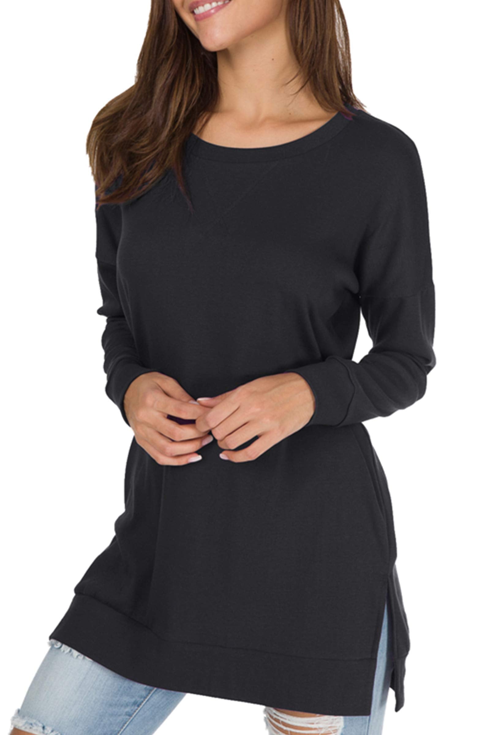 Women's Long Sleeve Side Slit Loose Tops