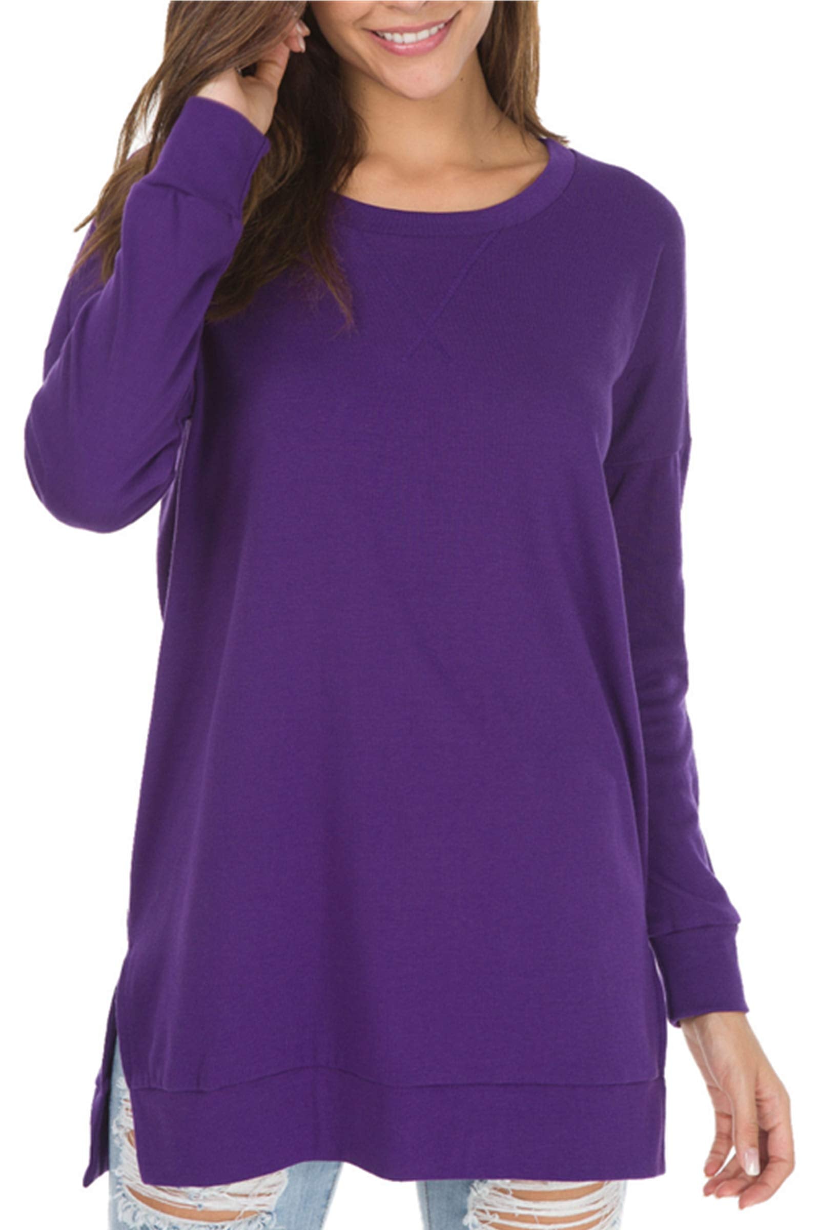 Women's Long Sleeve Side Slit Loose Tops