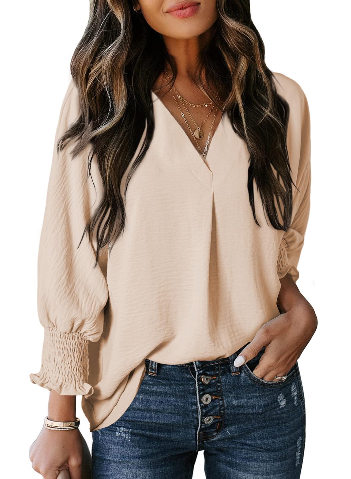 Women's Casual 3/4 Sleeve V Neck Basic Tops (Buy 2 Free Shipping)