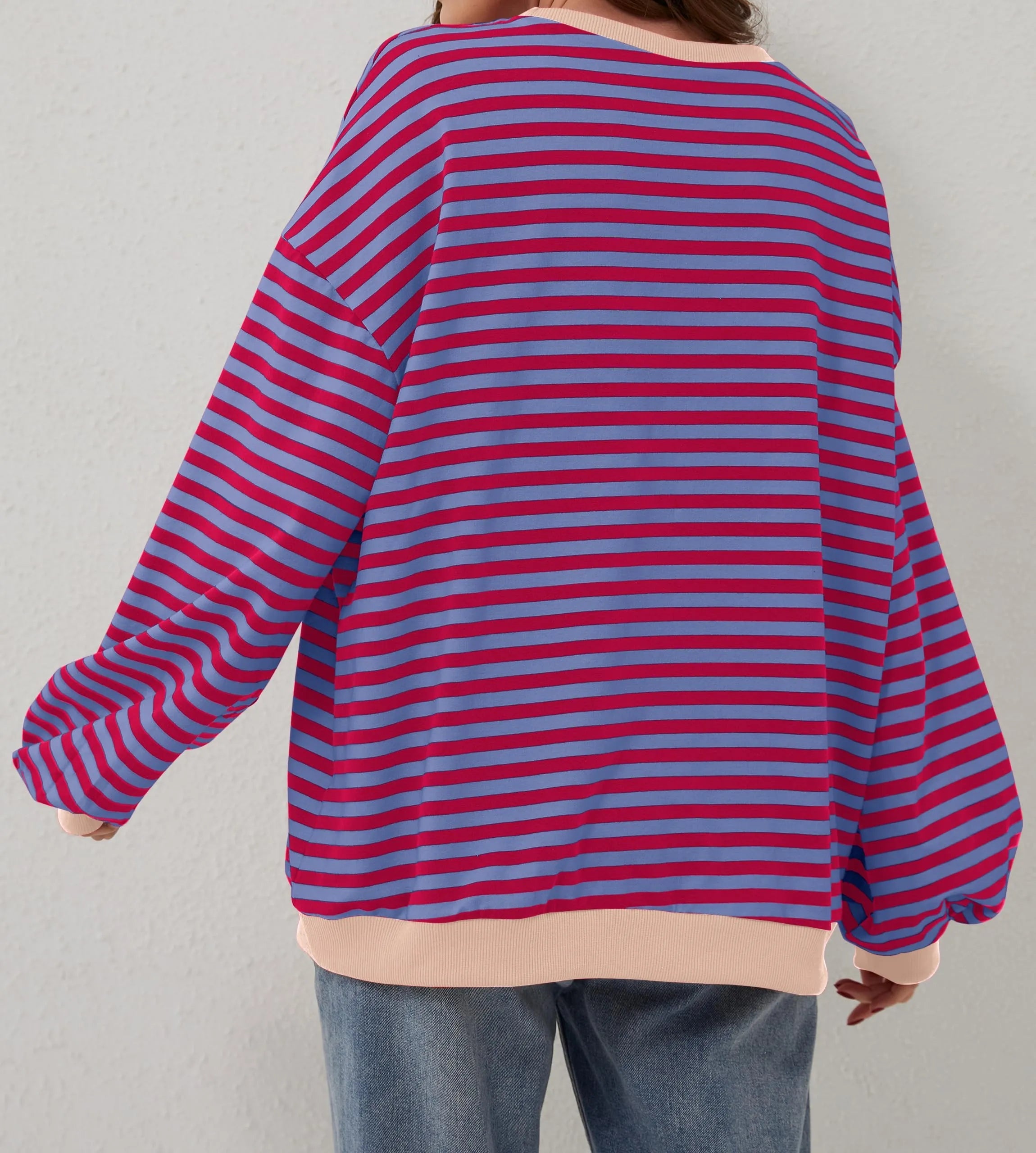 Women's Oversized Striped Long Sleeve Pullover (Buy 2 Free Shipping)