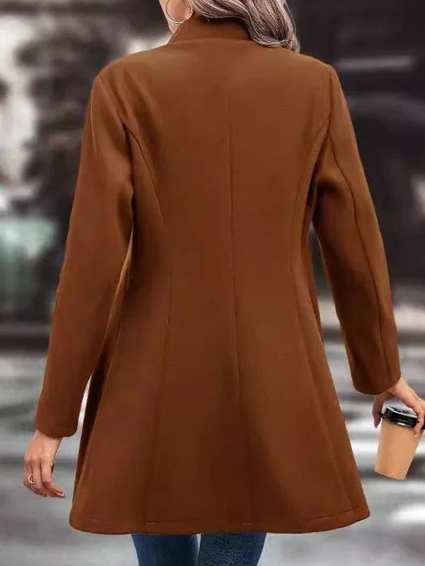 Brown Long Sleeve Plain Jacket