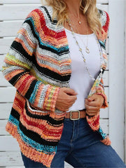 Showy Striped Long Sleeve Cardigan