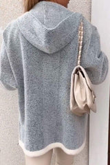 Grey Color Block Hoodie Cardigan