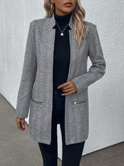 Casual Grey Long Sleeve Outerwear