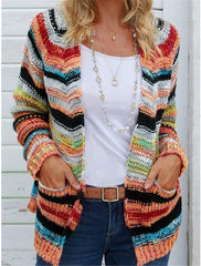 Showy Striped Long Sleeve Cardigan